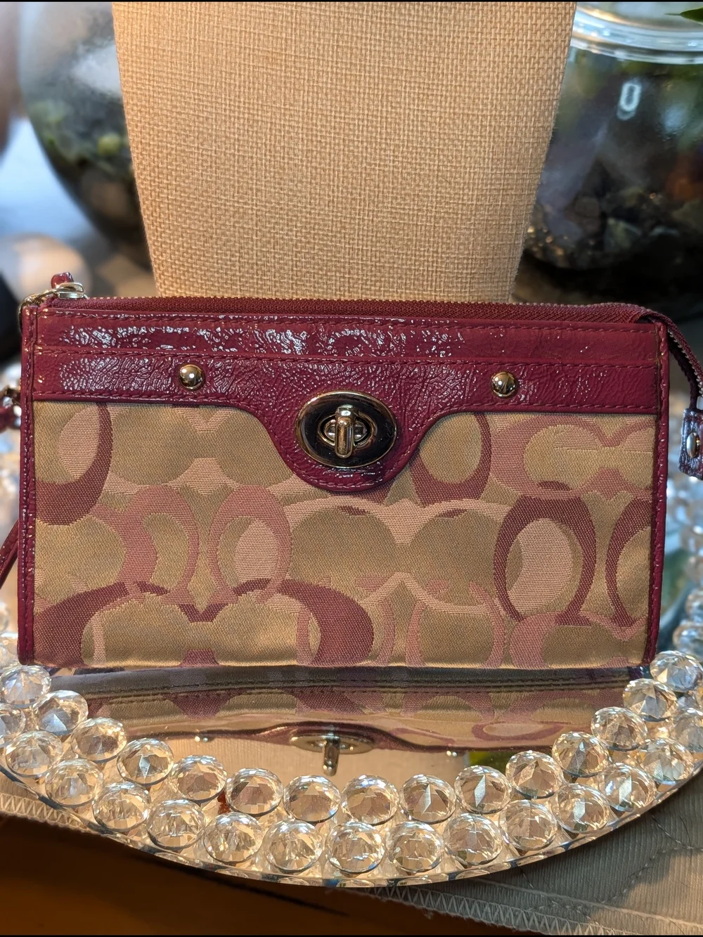 Coach Penelope Optic Signature Turnlock Wristlet EUC